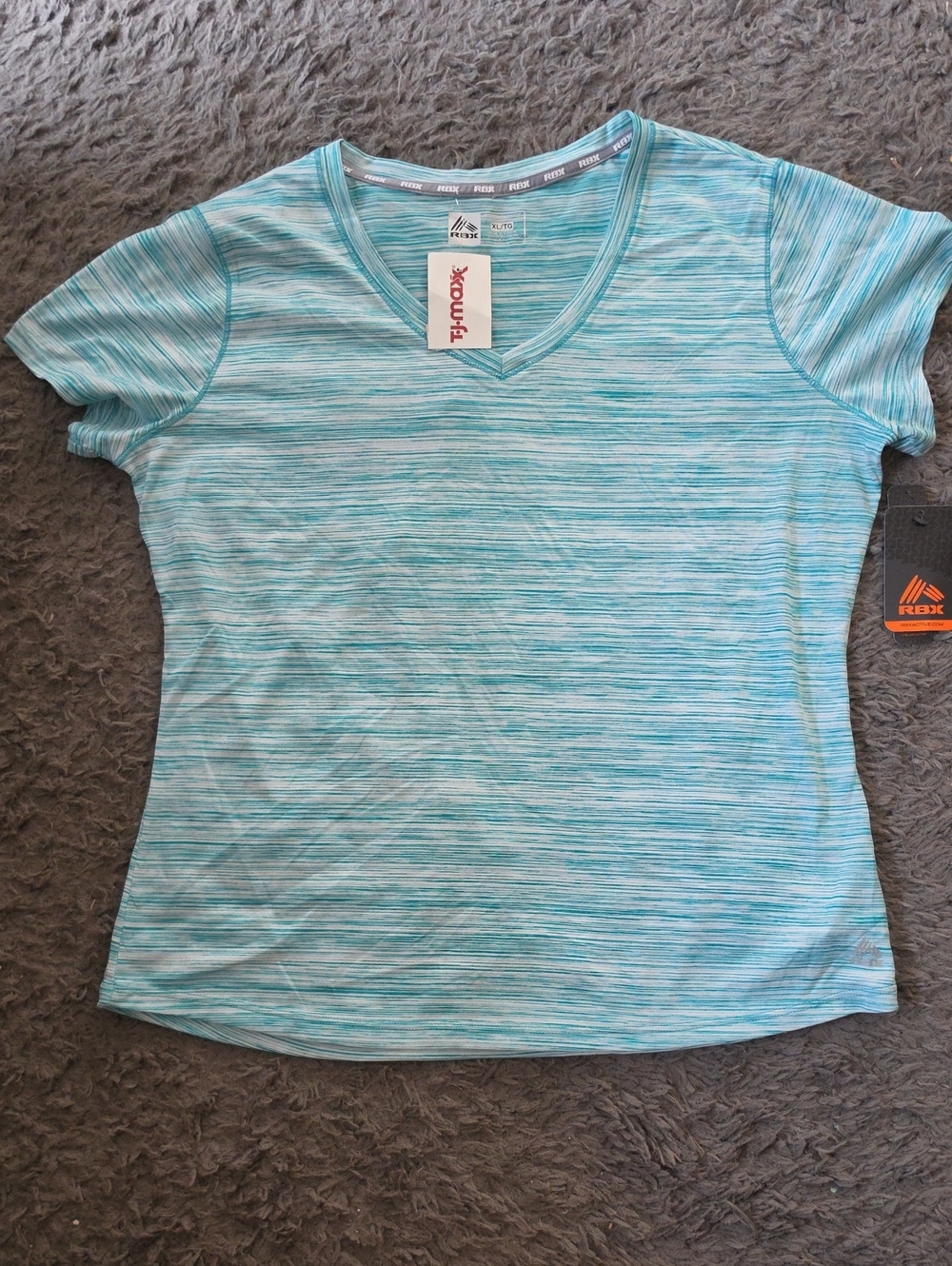 NWT RBX Women's Sz XL Aqua Space-Dye V-Neck T-shirt